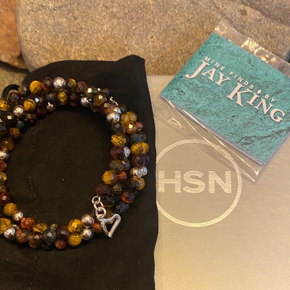Jay King Tigers Eye Multi-colored triple strand Bracelet Sterling Silver Accents - Picture 6 of 6